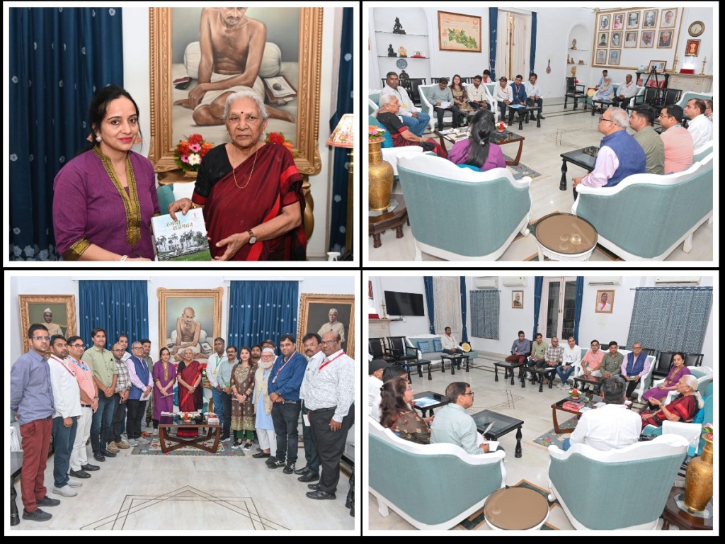 मध्य प्रदेश के 13 सदस्यीय मीडिया प्रतिनिधिमंडल की राज्यपाल आनंदीबेन पटेल से भेंट