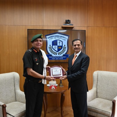 Lieutenant General Dhiraj Seth Visits Rashtriya Raksha University to Explore Collaborative Opportunities